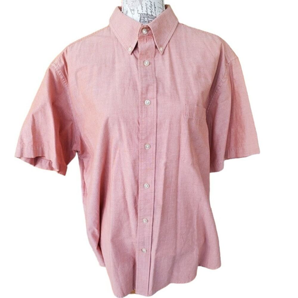 St John's Bay Worry Free Men's Size Xl Pink short sleeve button up casual shirt